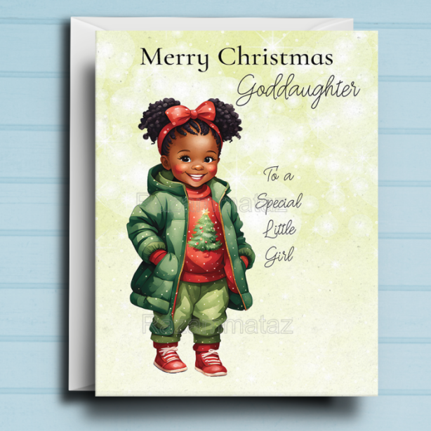 Black Girl D Christmas Card